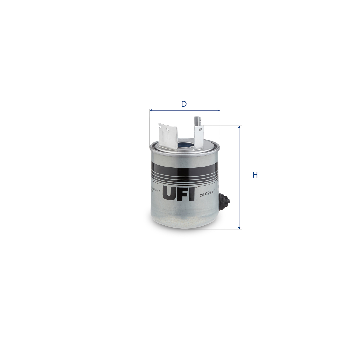 Filtre à Gasoil UFI 24.113.00 - Compatible Divers Modèles Renault Et Suzuki - Dimensions 93.5x146 Mm, Filetage 10 Mm